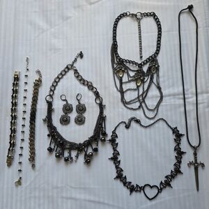 Goth Jewelry Bundle | 4 Necklaces + Bracelet + Anklet